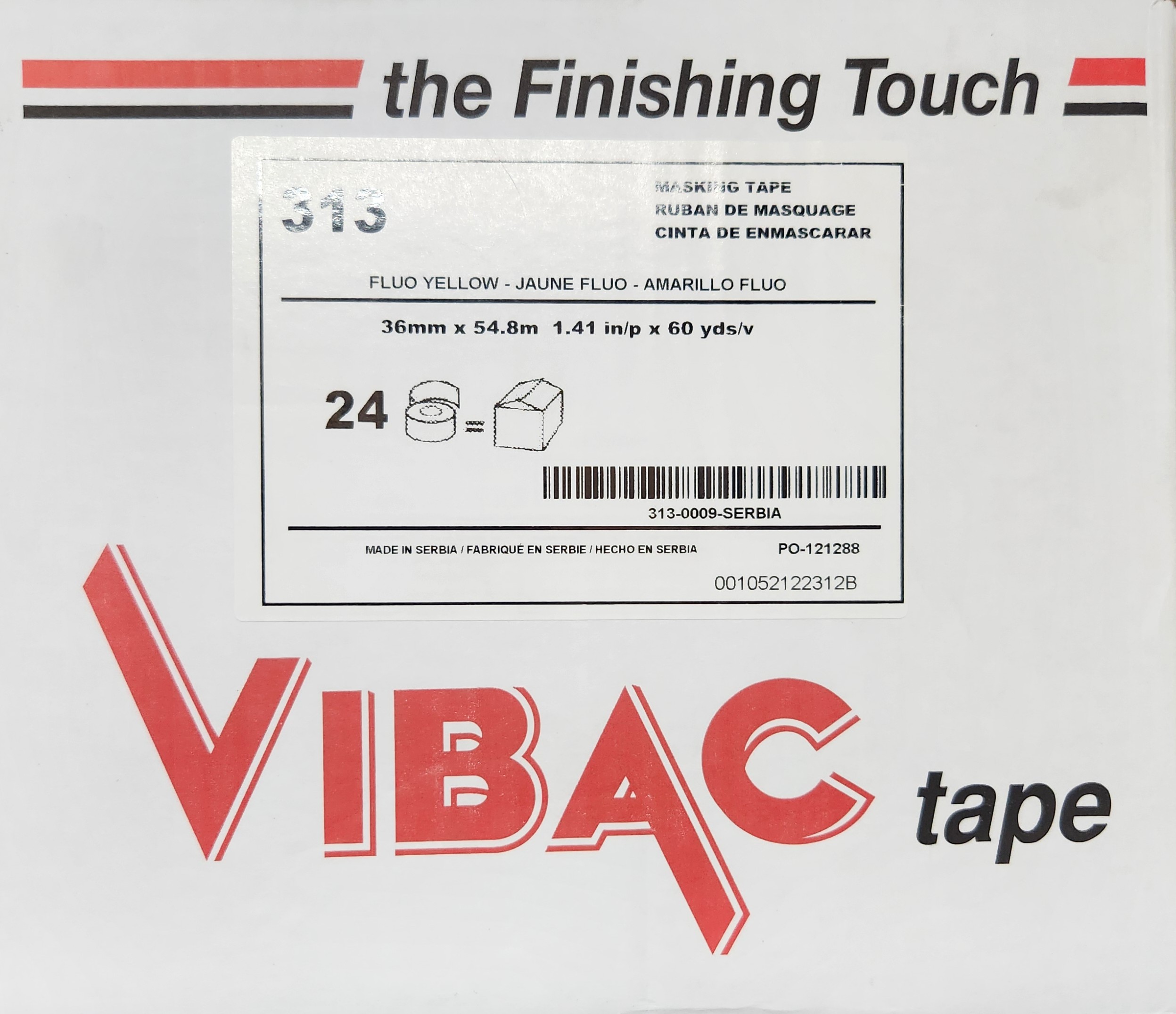 Masking Tape 1 - 1/2" Yellow Automotive CASE 24 ROLLS - Image 2
